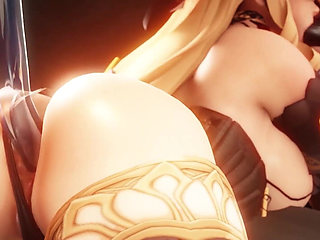 Navia Gently Sucks a Big Hilichurl Dick While Getting Her Ass Filled by a Dildo - 3D Genshin Impact