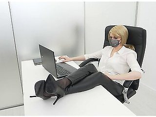 Deepthroated My Lady Boss Right On Her Office Desk And Came All Over Her Feet In Black Stockings