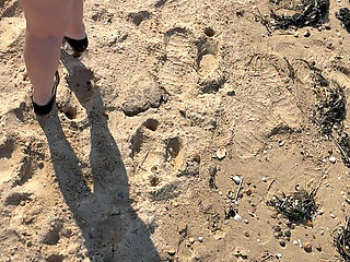 Stripping Out of My Little Black Mini Dress on the Beach and Then Playing with My Body in the Open