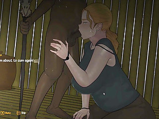 Hentai Game - Arrival of the Goddess - Part 1 Hot Sexy Blonde Woman Perform Paizuri & Intense Blowjob for the Tribe Chief